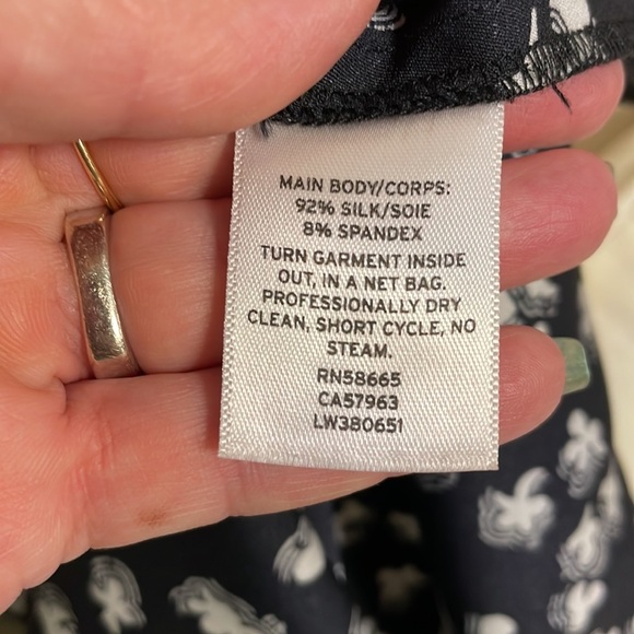 LEWIT one / cold shoulder bow detail long sleeve blouse stretch silk black wht S - Picture 11 of 16